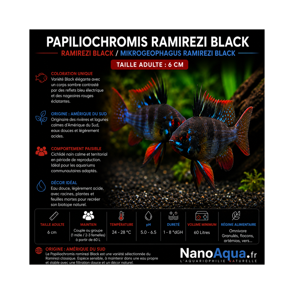 PAPILIOCHROMIS RAMIREZI BLACK / RAMIREZI BLACK / MIKROGEOPHAGUS RAMIREZI BLACK