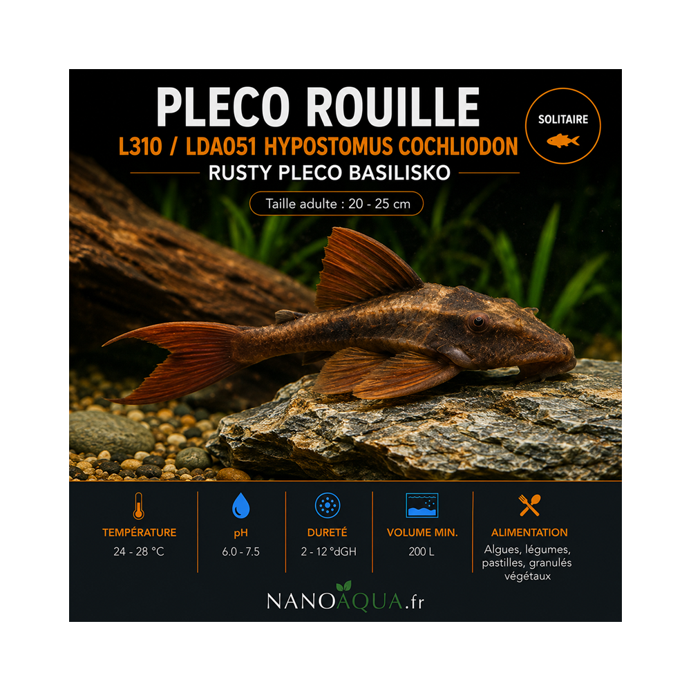 PLECO ROUILLE / L310 LDA051 HYPOSTOMUS COCHLIODON /  RUSTY PLECO BASILISKO