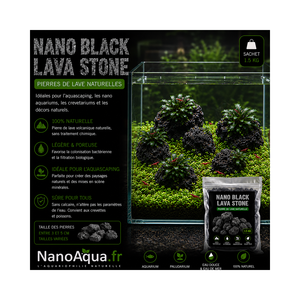 NANO BLACK LAVA STONE / Sachet 1.5 kg