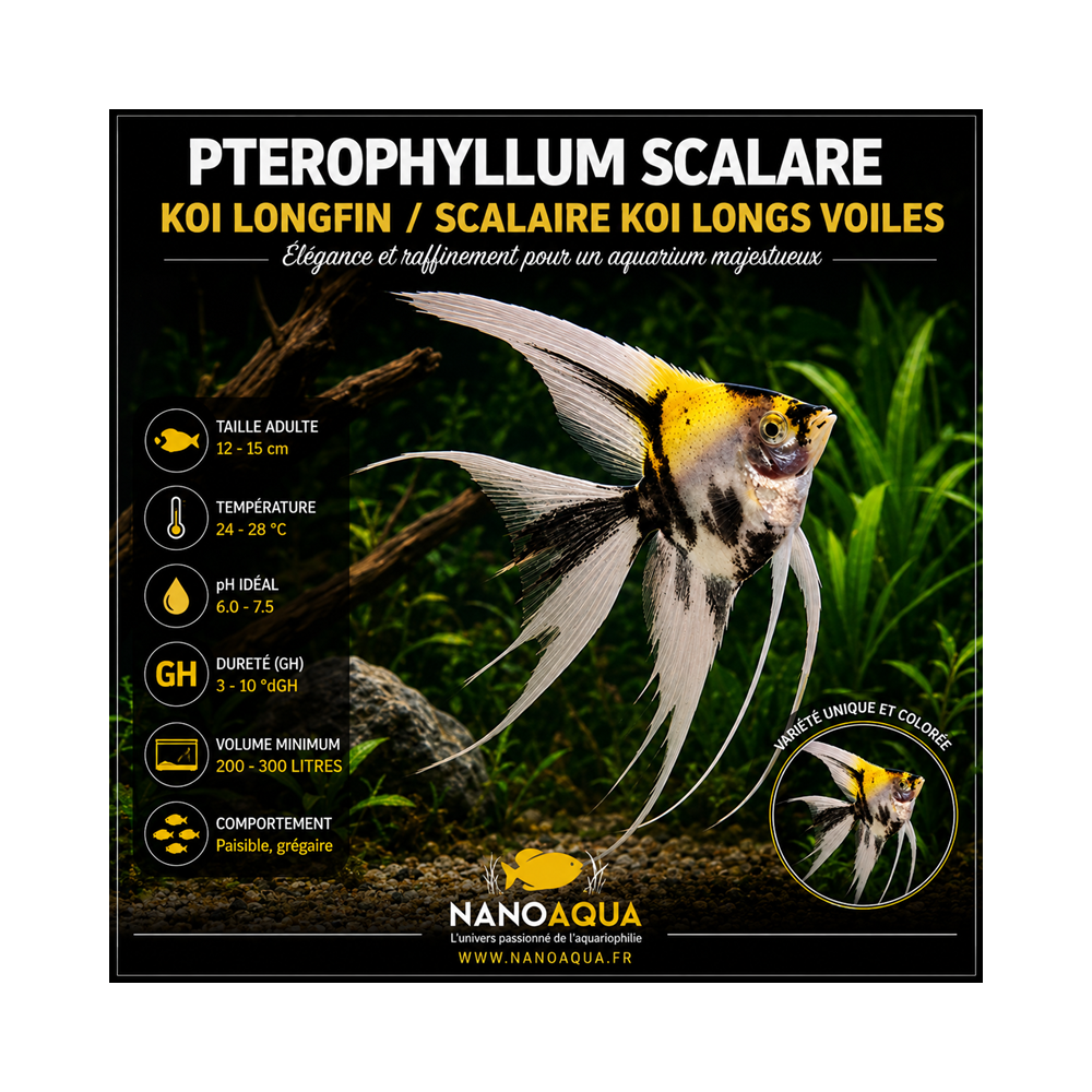 PTEROPHYLLUM SCALARE KOI LONGFIN / SCALAIRE KOI LONGS VOILES